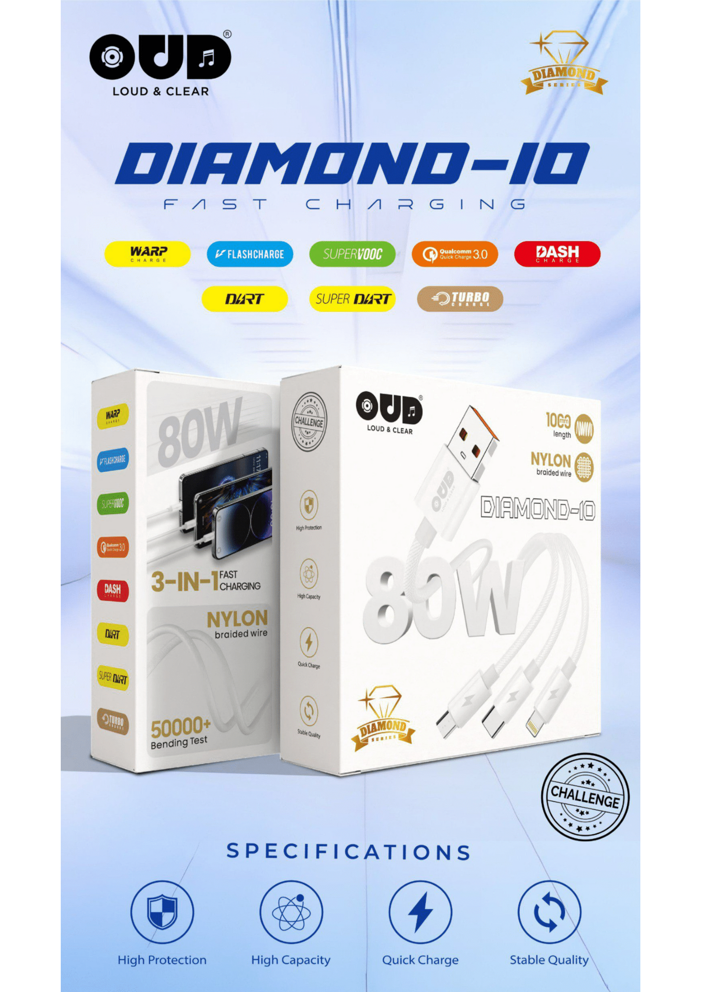 OUD Challenge DIAMOND-10 Data Cable 3 IN 1