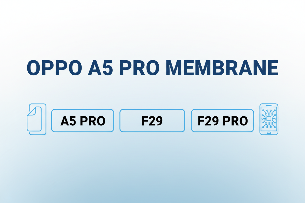 OPPO A5 PRO MEMBRANE Will be heading in this image . A5 PRO/ F29/ F29 PRO there are three model will be in this image as a indicator related mobile parts