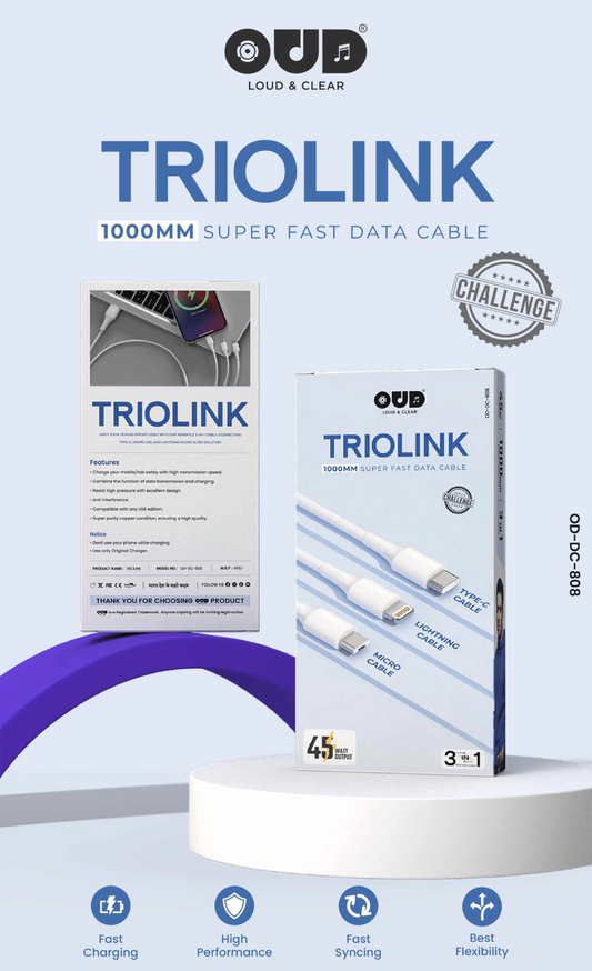 OUD Challenge Data Cable TRIOLINK 3 IN 1