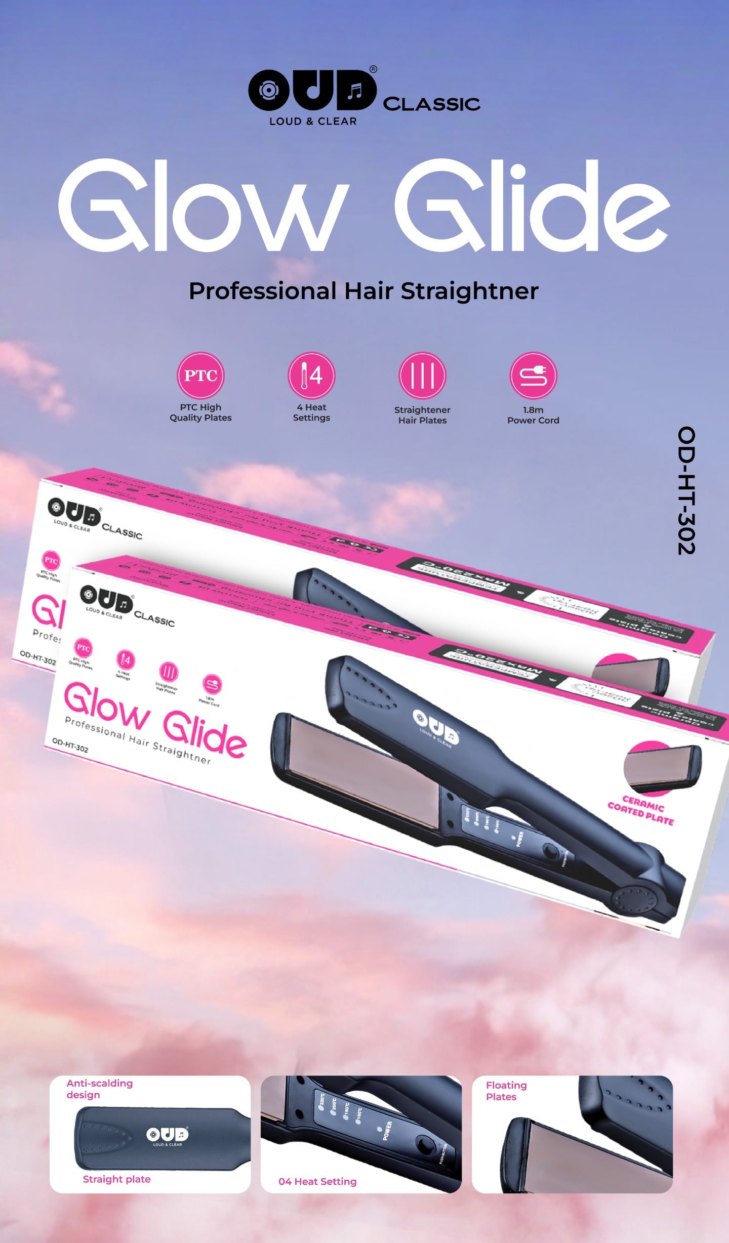OUD Classic Hair Straightener GLOW GLIDE
