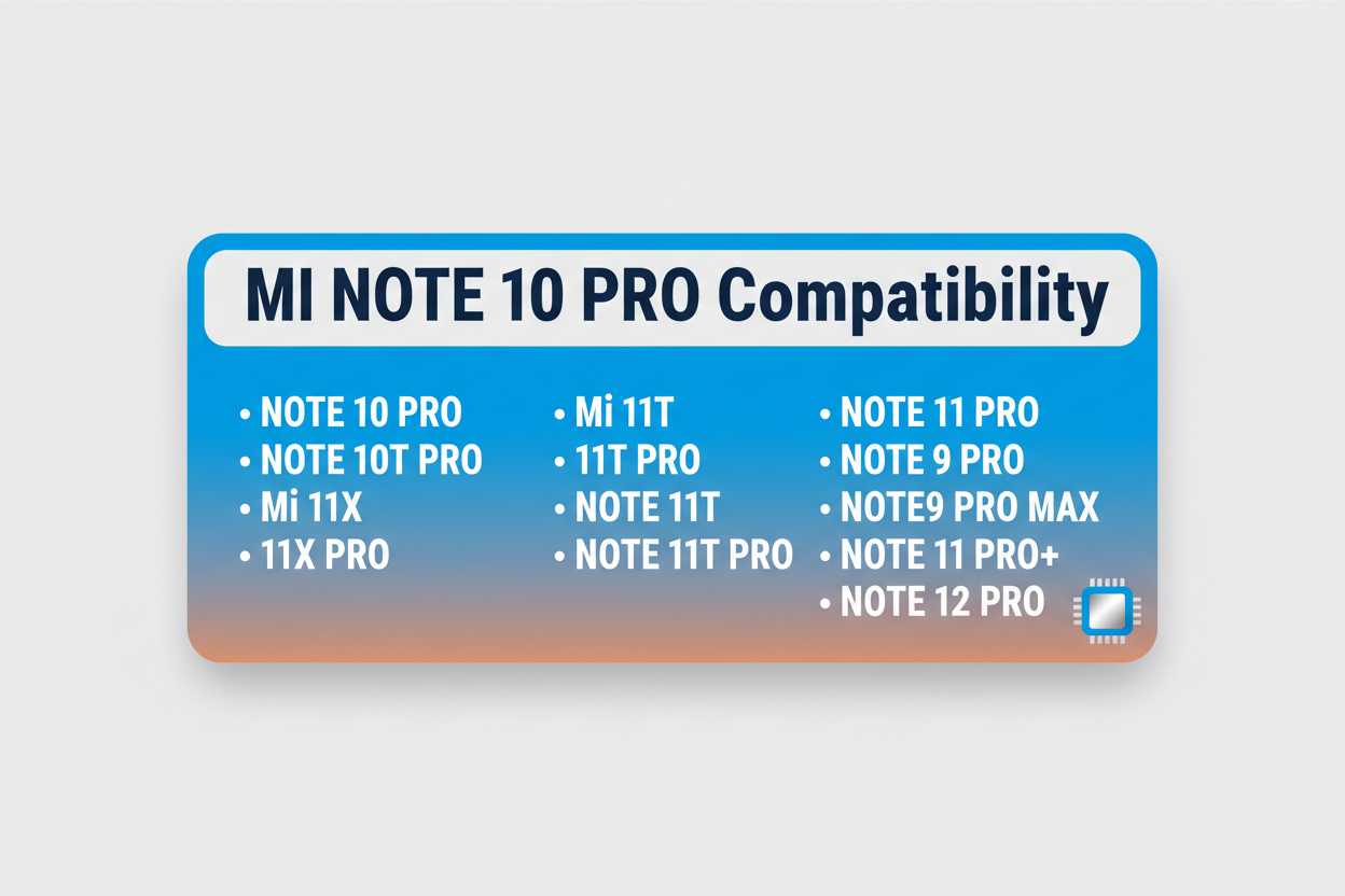 NOTE 10 PRO/ NOTE 10T PRO/ Mi 11X/ 11X PRO/ Mi 11T/ 11T PRO/ NOTE 11T/ NOTE 11T PRO/NOTE 11 PRO/NOTE 9 PRO/ NOTE9 PRO MAX/ NOTE 11 PRO+/ NOTE 11S/ NOTE 12 PRO. Highlite this all text with background. with MI NOTE 10 PRO compatibility heading.